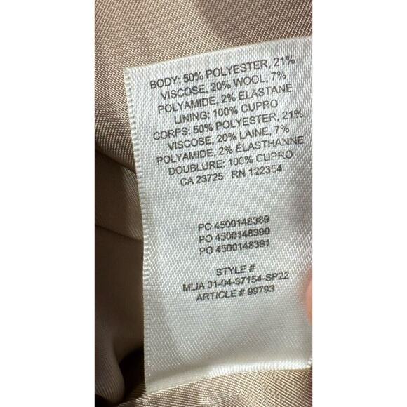 Babaton Women’s Size 1 Two Button Wool Blend Beige Blazer Lined Oversized Fit - Picture 8 of 8